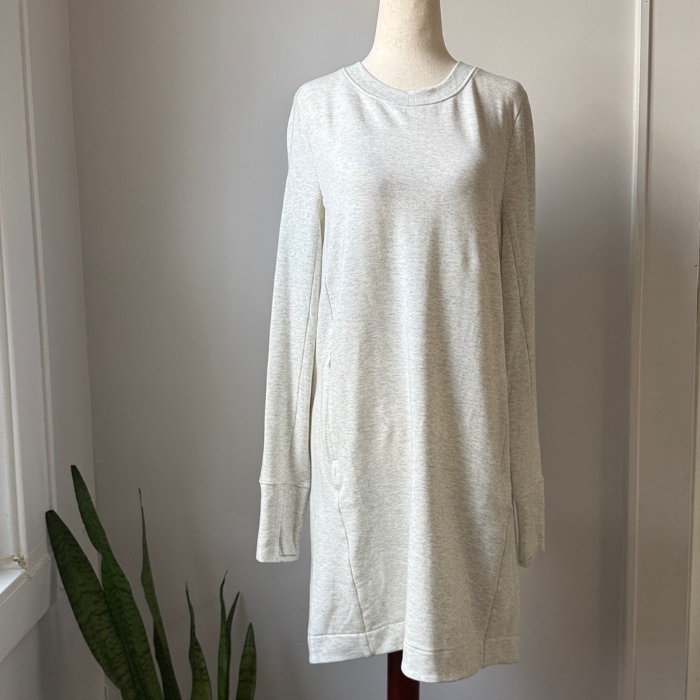 Athleta Heathered  Gray Coaster Luxe Dress Medium Long Sleeve Relaxed Fit Mini